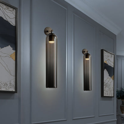 Cylindrical Glass Wall Lamp with Luxurious Finish – Decorative LED Sconce for Modern Interiors