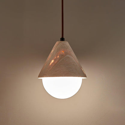 Modern Pendant Light in Travertine and Glass