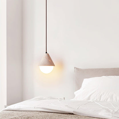Modern Pendant Light in Travertine and Glass