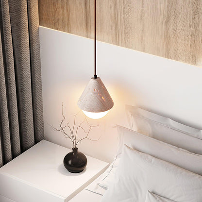 Modern Pendant Light in Travertine and Glass