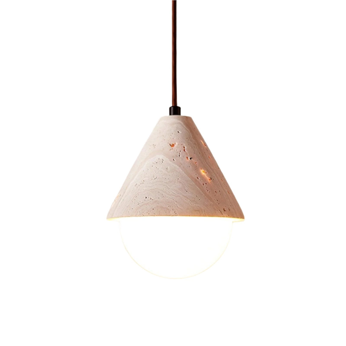 Modern Pendant Light in Travertine and Glass