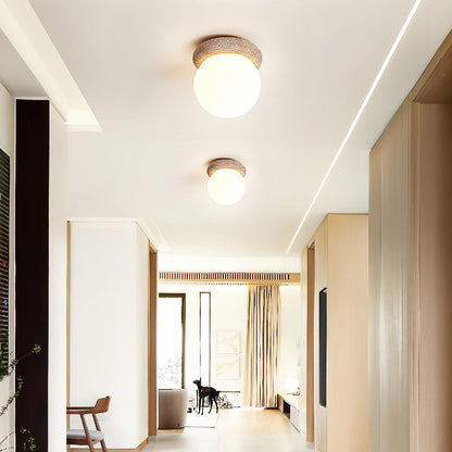 Asteroid Ceiling Light – Natural Travertine Elegance
