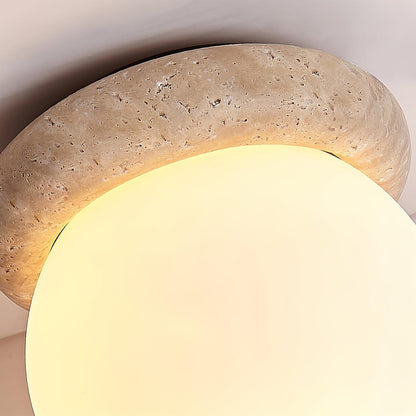 Asteroid Ceiling Light – Natural Travertine Elegance