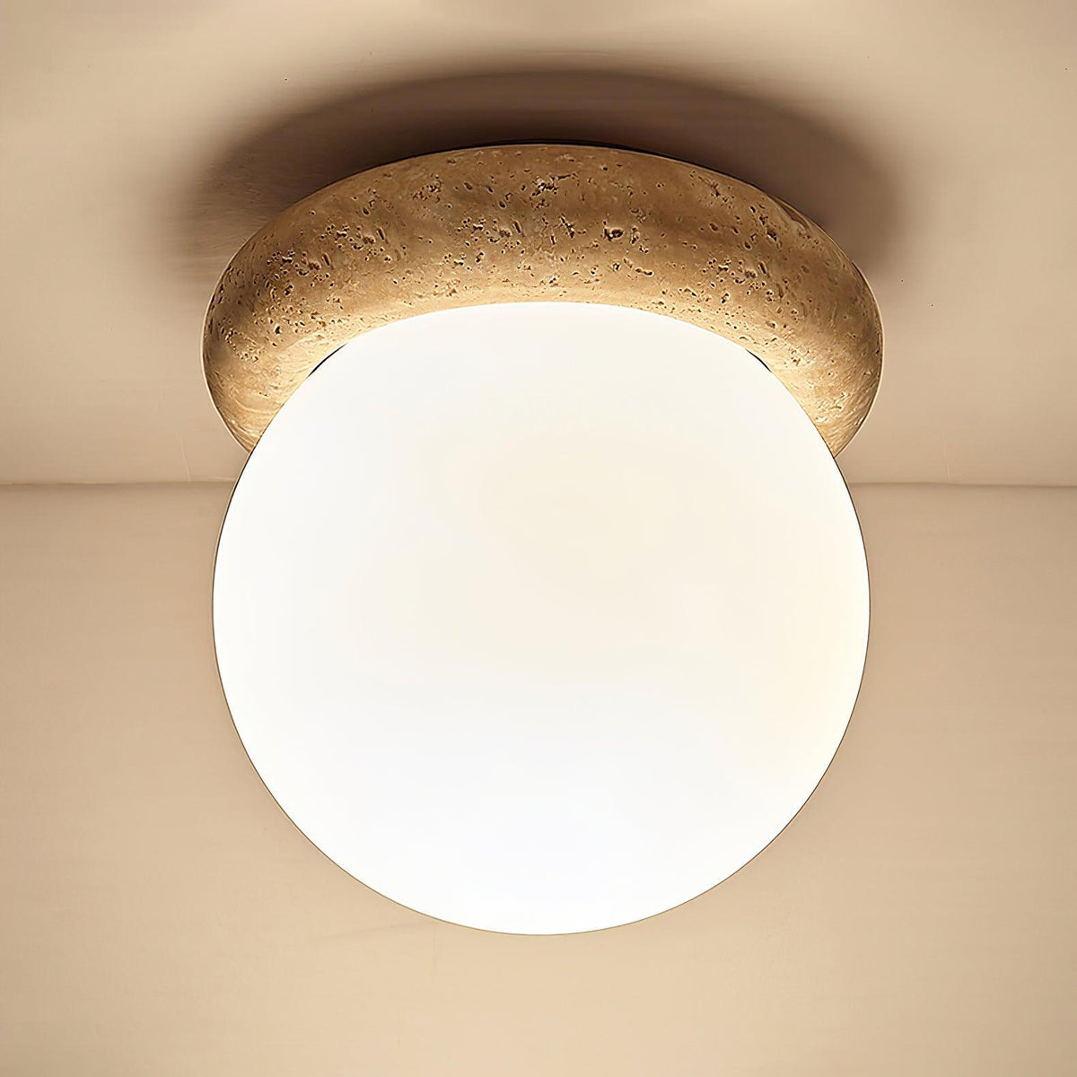 Asteroid Ceiling Light – Natural Travertine Elegance