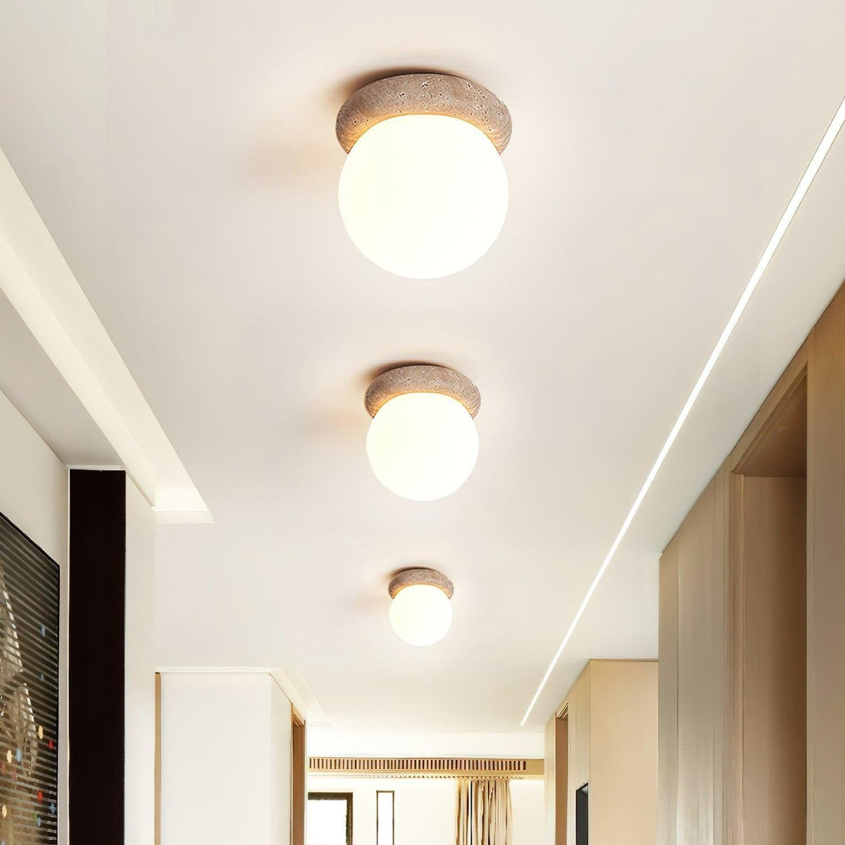 Asteroid Ceiling Light – Natural Travertine Elegance