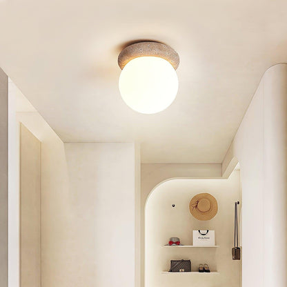 Asteroid Ceiling Light – Natural Travertine Elegance