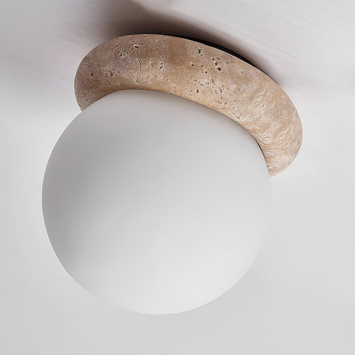 Asteroid Ceiling Light – Natural Travertine Elegance