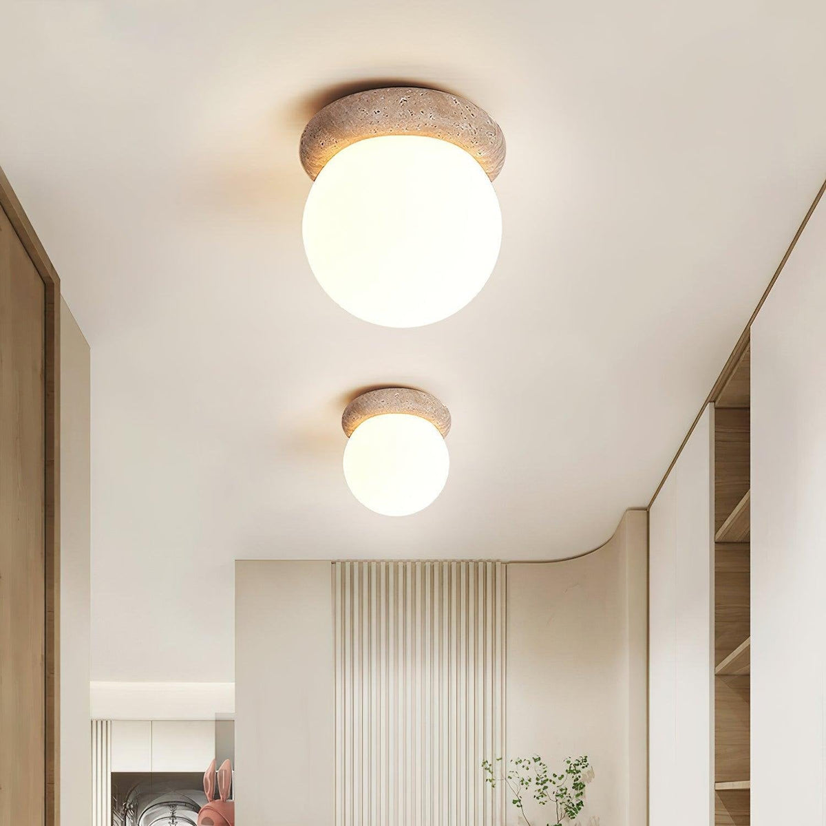 Asteroid Ceiling Light – Natural Travertine Elegance