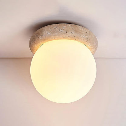Asteroid Ceiling Light – Natural Travertine Elegance