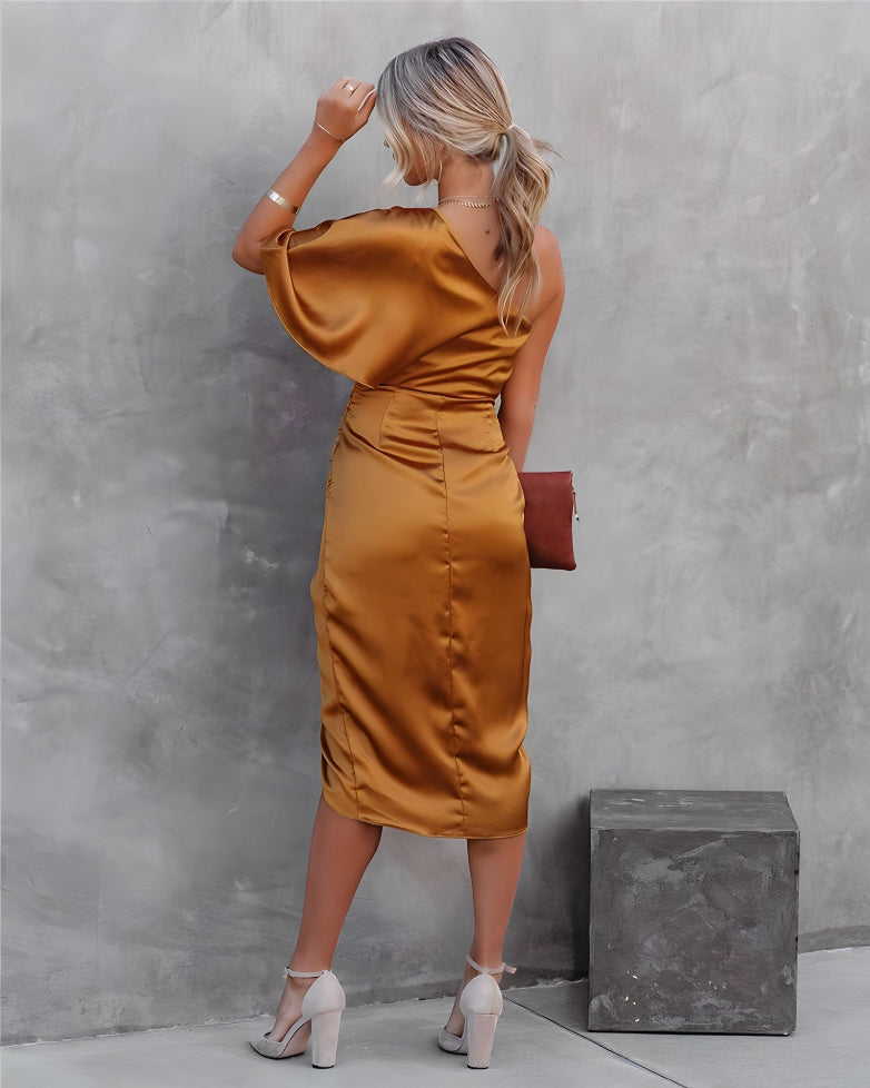 Asymmetric Off-Shoulder Dress with Elegant Cut
