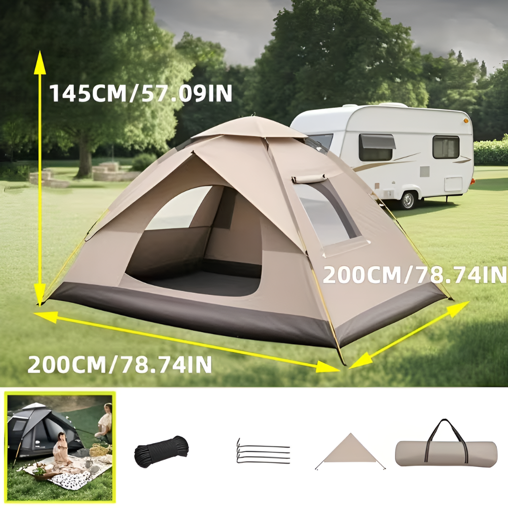 Automatic quick-setup camping tent for outdoors