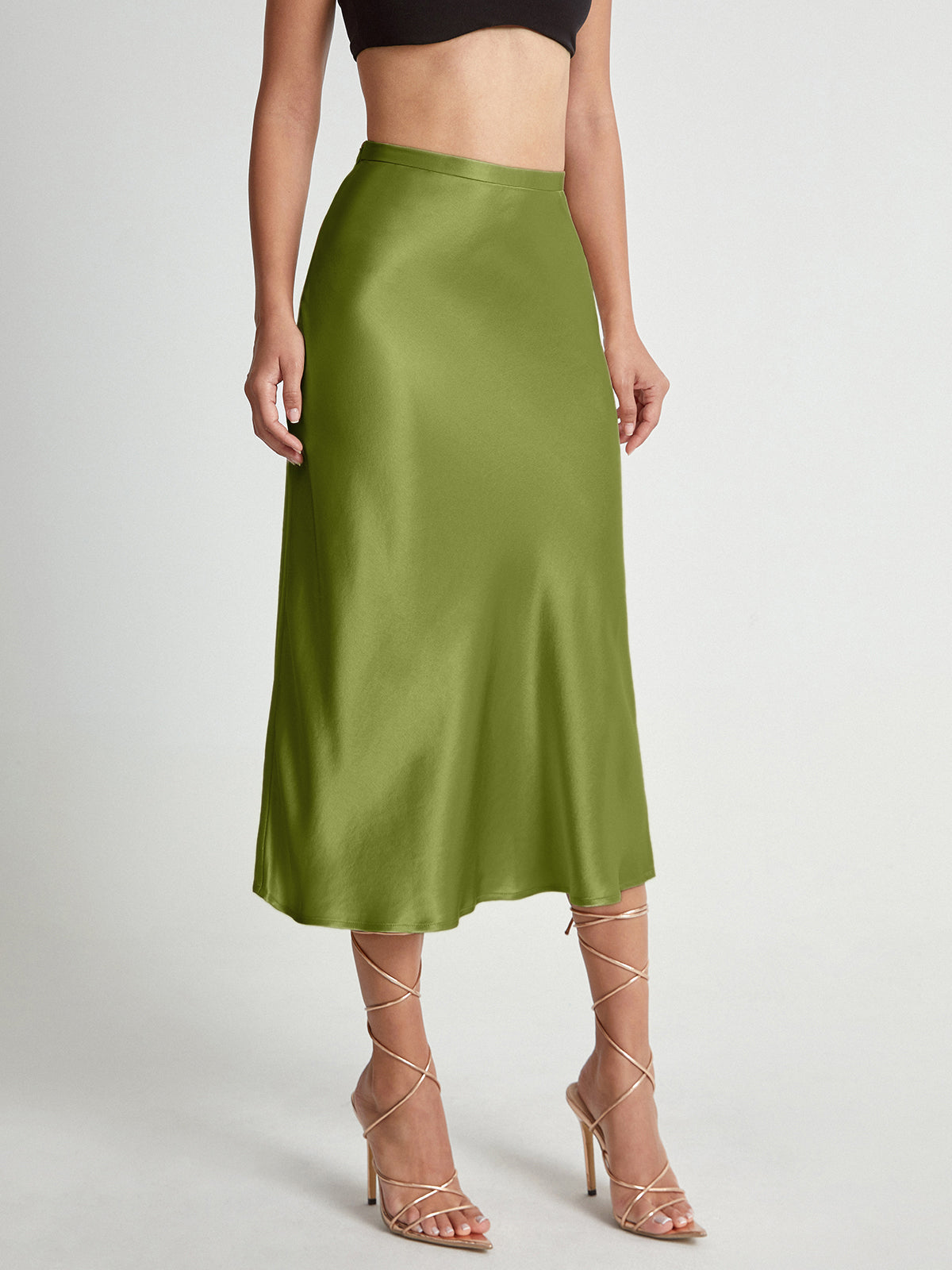 Emma - Elegante satijnen midi-rok met hoge taille
