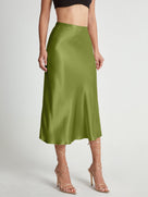 Emma - Elegante satijnen midi-rok met hoge taille