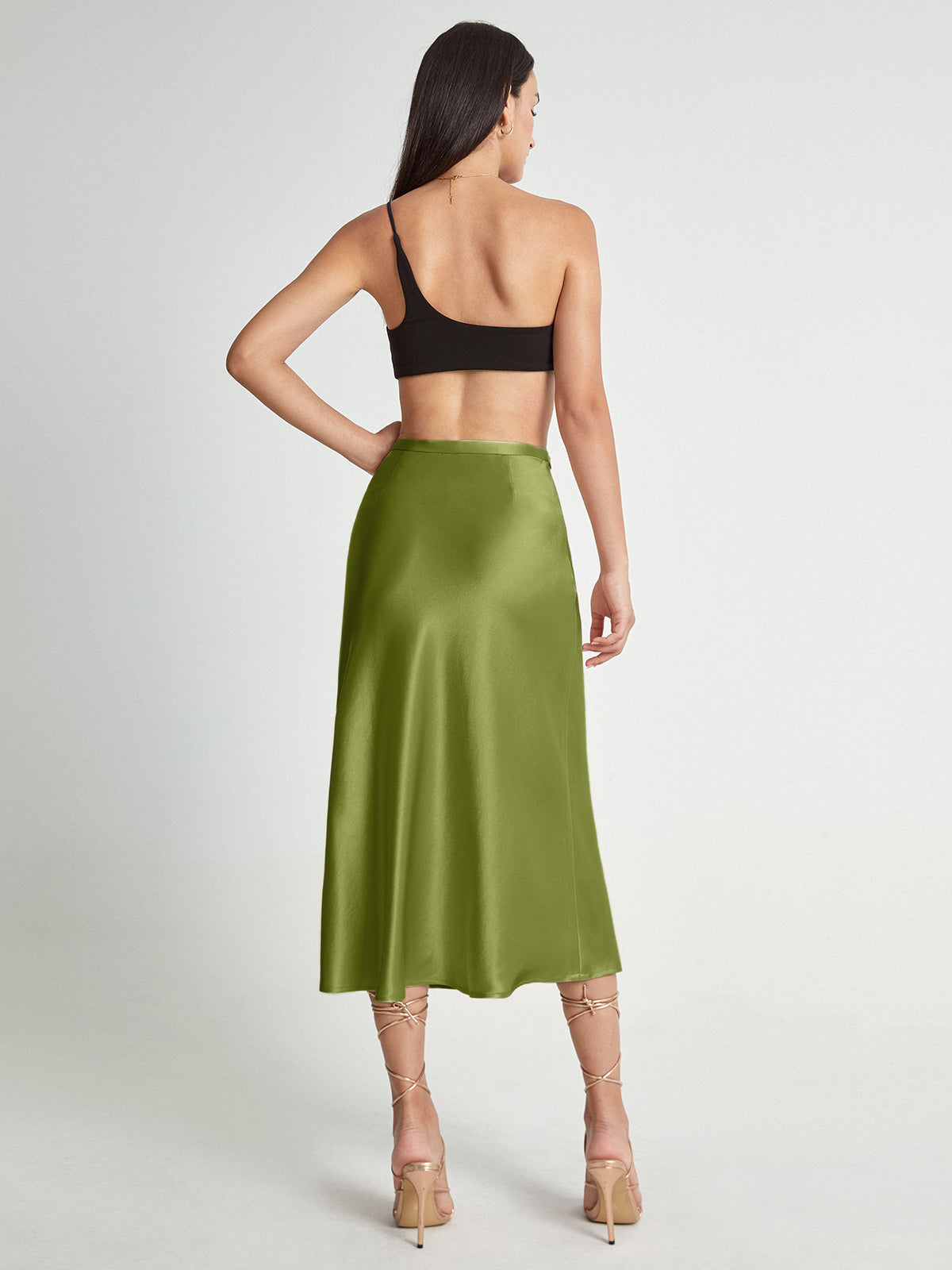 Emma - Elegante satijnen midi-rok met hoge taille