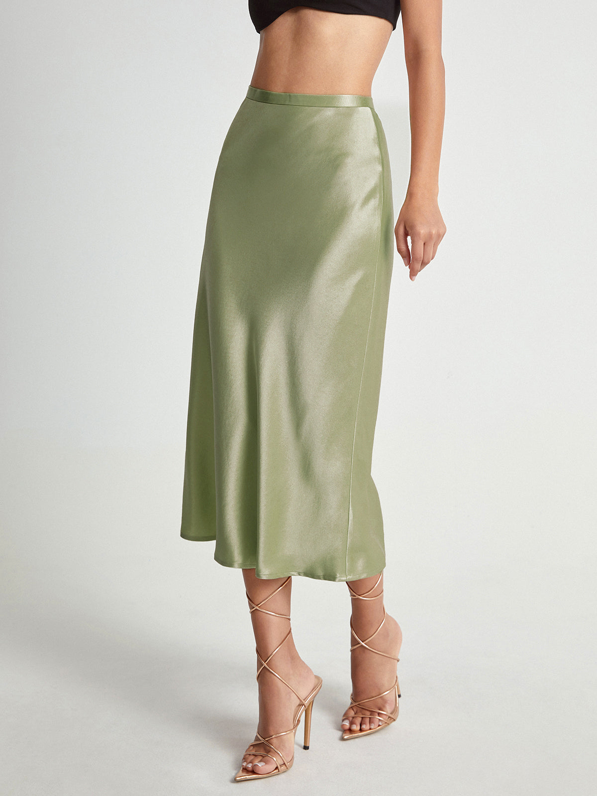 Emma - Elegante satijnen midi-rok met hoge taille