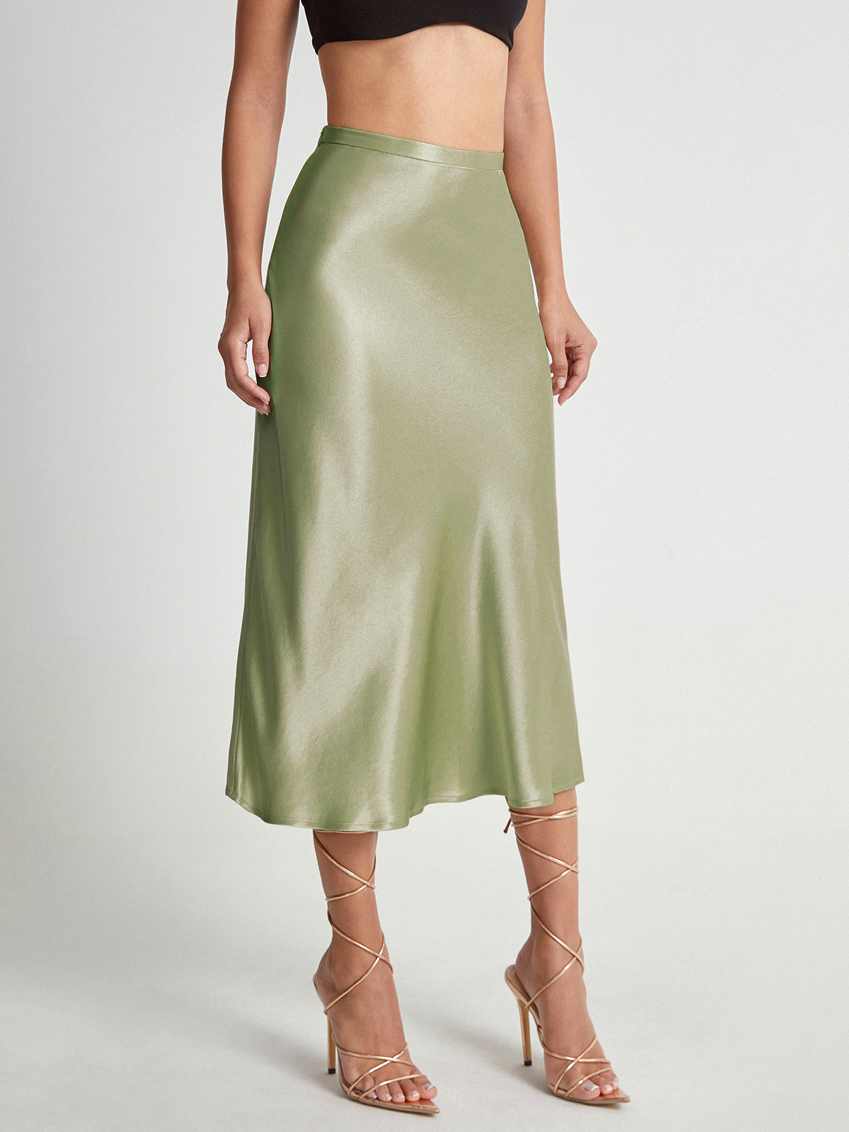 Emma - Elegante satijnen midi-rok met hoge taille