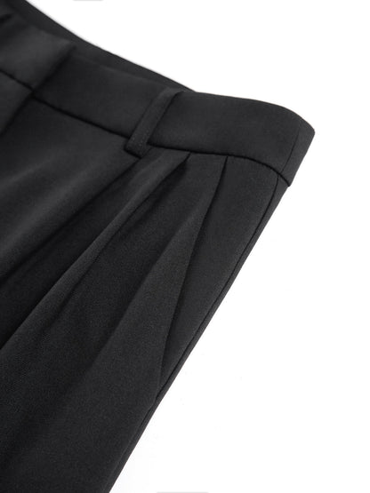 Ladies' high waist wide leg trousers with pleats and straight legs