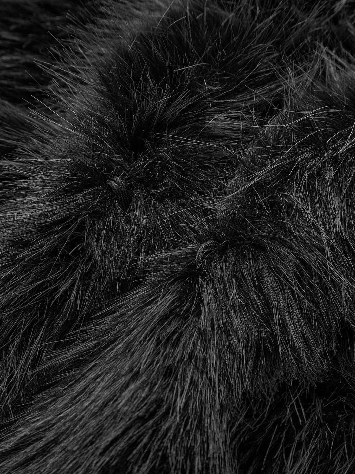 Black Faux Fur Jacket Short Model Warm and Soft for Women