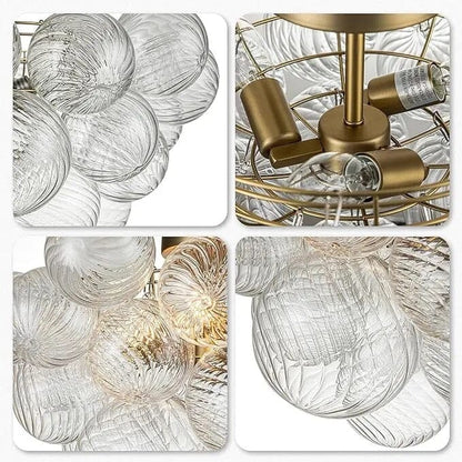 Candeeiro de teto Cluster Ribbed Bubble - Design luxuoso e elegante