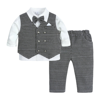 Set vestimentar pentru băieți, bebeluși și copii mici, cu vestă și papion, pentru ocazii speciale