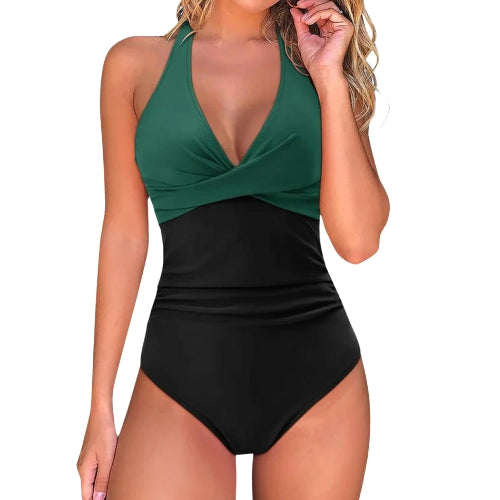 Costume da bagno modellante da donna con sostegno contenitivo per la pancia ed effetto push-up