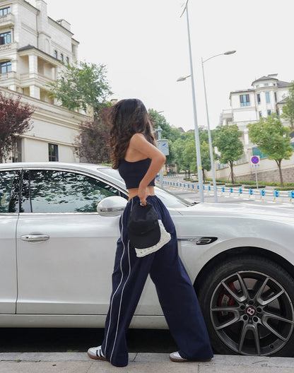 Baggy Cargo Parachute Pants with Drawstring and Low Waist