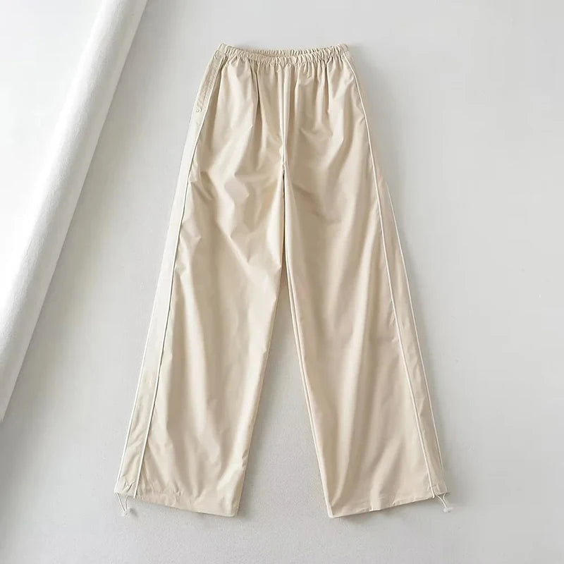 Baggy Cargo Parachute Pants with Drawstring and Low Waist