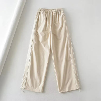 Baggy Cargo Parachute Pants with Drawstring and Low Waist