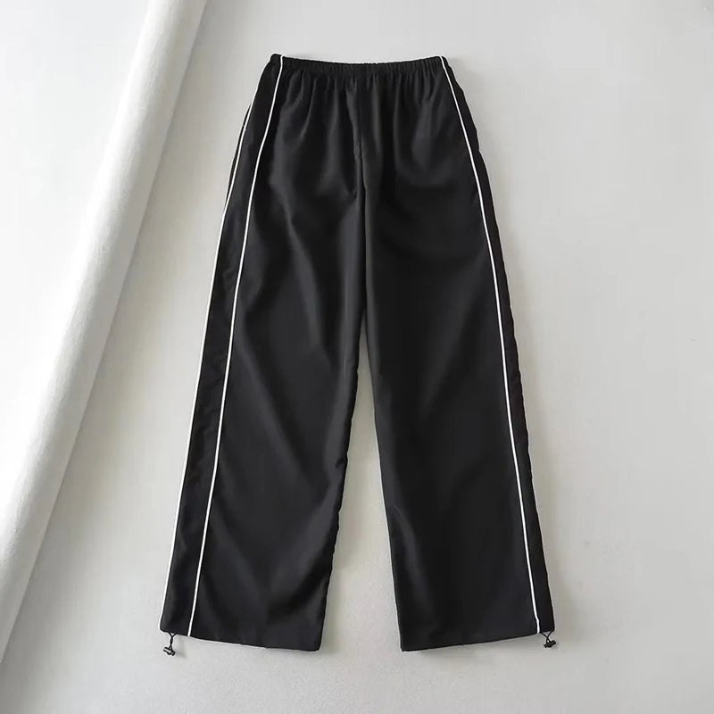 Baggy Cargo Parachute Pants with Drawstring and Low Waist
