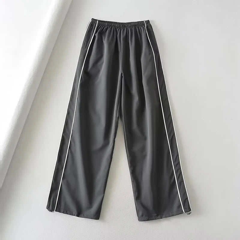 Baggy Cargo Parachute Pants with Drawstring and Low Waist
