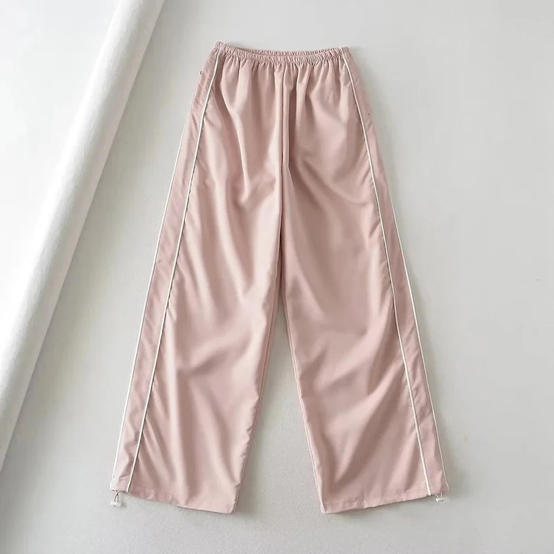 Baggy Cargo Parachute Pants with Drawstring and Low Waist