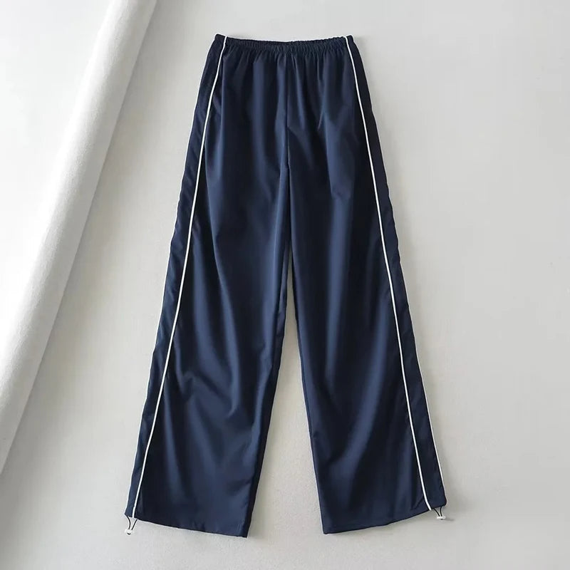 Baggy Cargo Parachute Pants with Drawstring and Low Waist