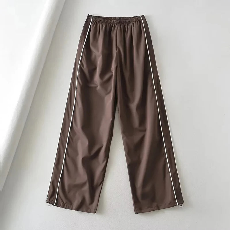 Baggy Cargo Parachute Pants with Drawstring and Low Waist