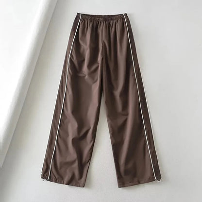 Baggy Cargo Parachute Pants with Drawstring and Low Waist