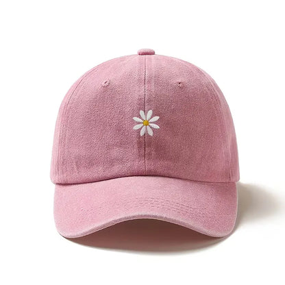 Baseball Cap with Daisy Embroidery