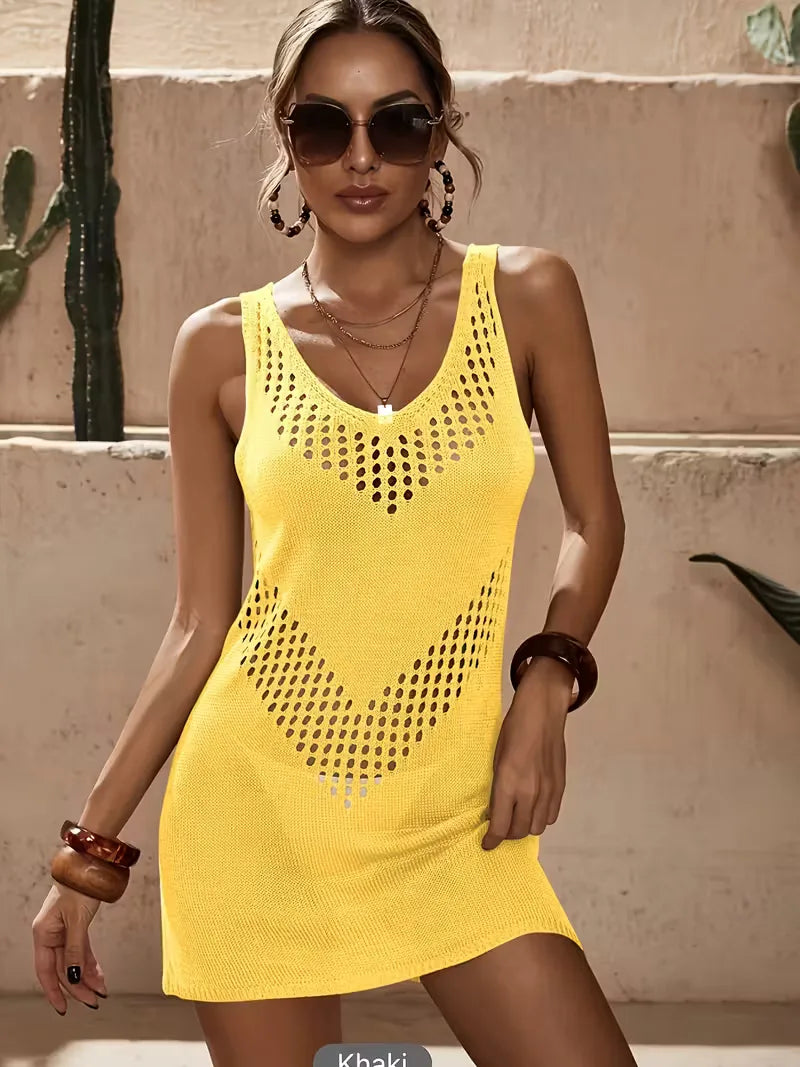 Beach cover-up with cut-out details