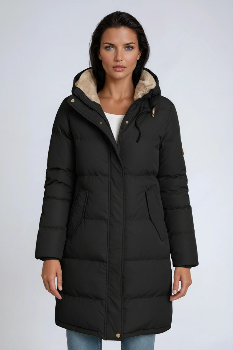 Long Winter Coat for Women Padded with Hood and Fur Lining