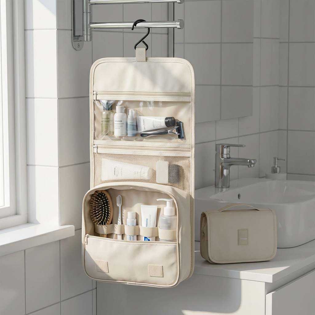 Organizer da viaggio pieghevole con gancio da appendere – resistente all'acqua e capiente