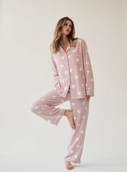 Ladies' Pyjama Set Long Sleeves Trousers Hearts