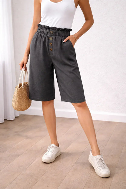 Bermuda shorts with paperbag waist