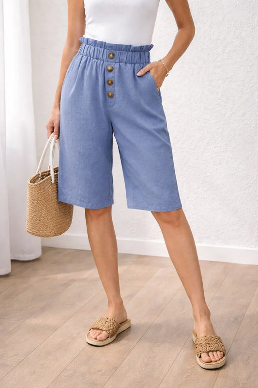 Bermuda shorts with paperbag waist