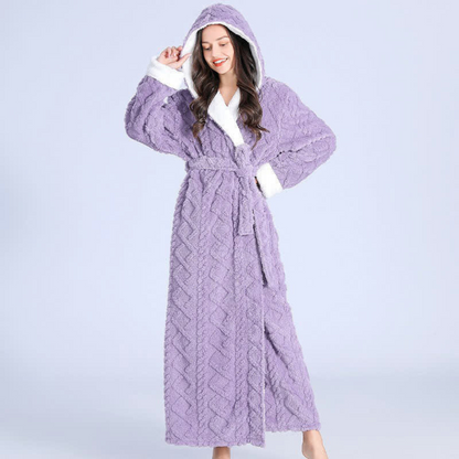 BestME - Plush Knitted Long Hooded Robe