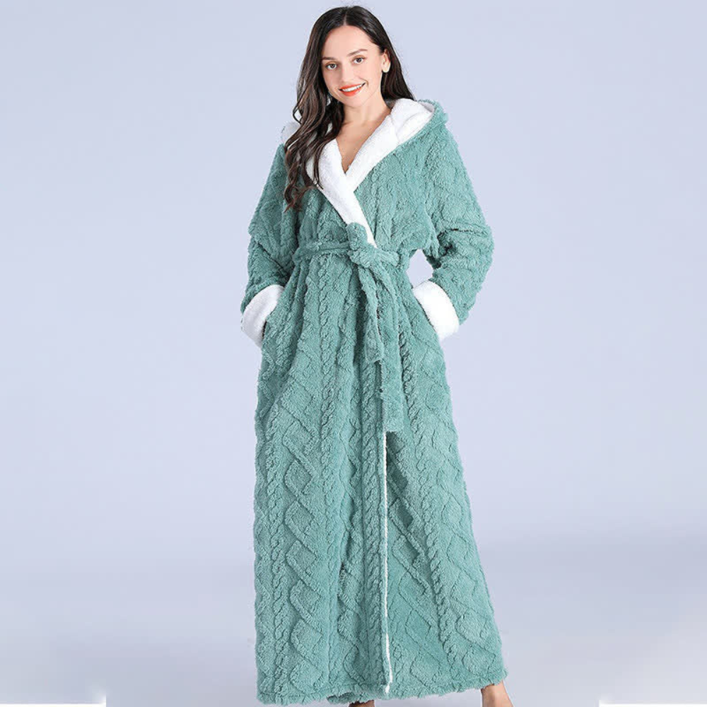 BestME - Plush Knitted Long Hooded Robe
