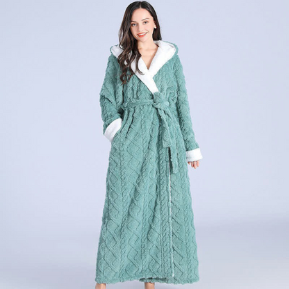BestME - Plush Knitted Long Hooded Robe
