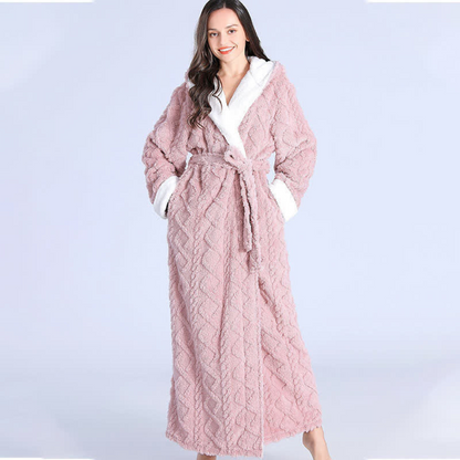 BestME - Plush Knitted Long Hooded Robe