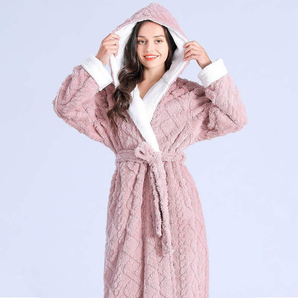 BestME - Plush Knitted Long Hooded Robe