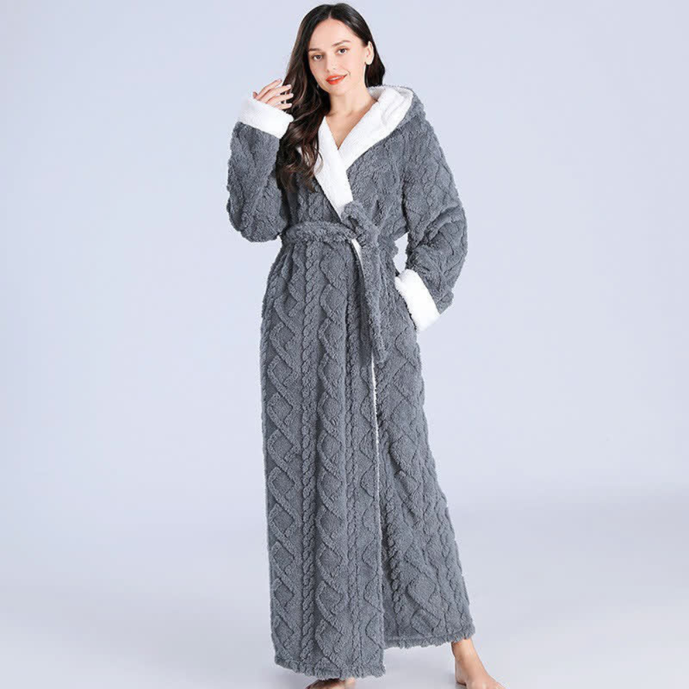 BestME - Plush Knitted Long Hooded Robe