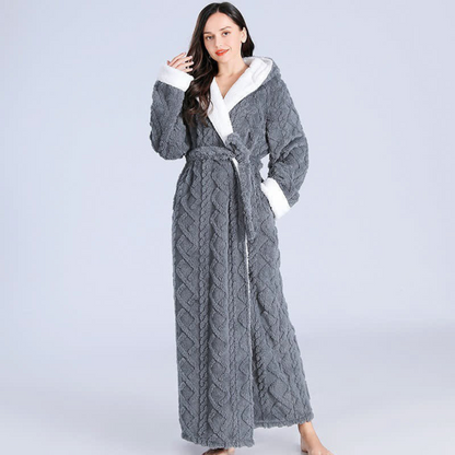 BestME - Plush Knitted Long Hooded Robe
