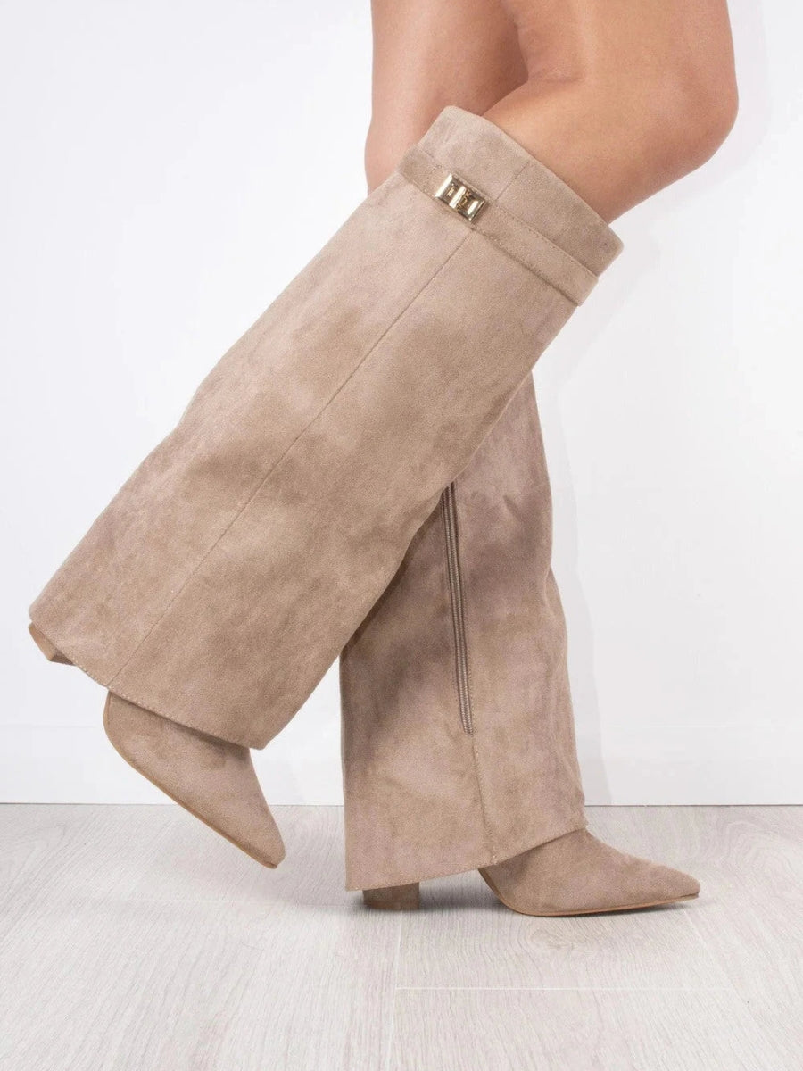 Bez - Knee-high suede boots with heel