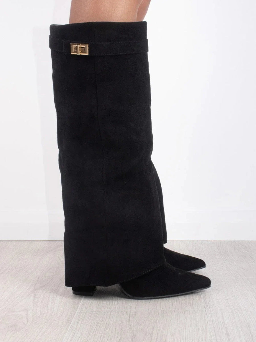 Bez - Knee-high suede boots with heel